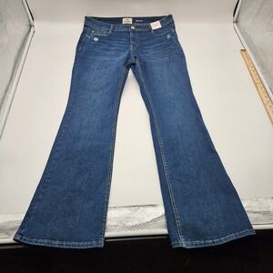 Jordache Womens Mid Rise Bootcut Jeans Blue Distressed Dark Wash Size 14 Denim